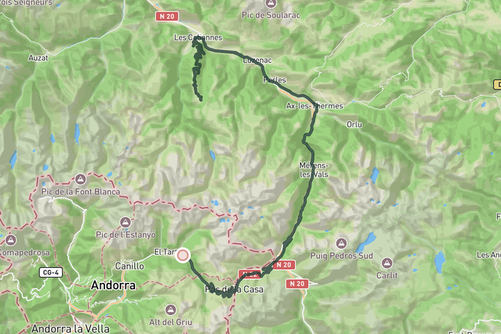 cycling map for Plateau de Beille