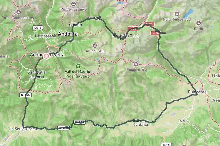 cycling map for Three Nations Loop