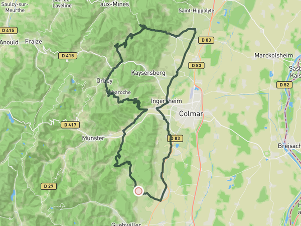 Alsace Vineyards & Climbs
 route map