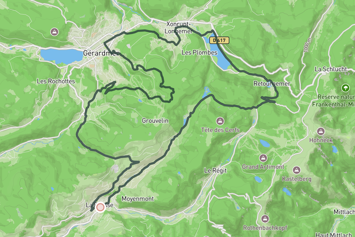 cycling map for La Route des Lacs