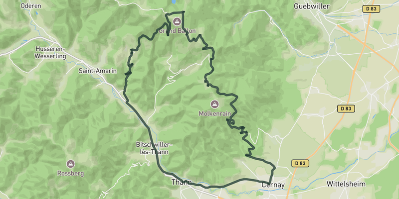 Loop to Col du Haag - Grand Ballon road cycling route map