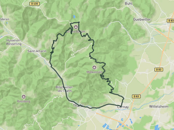 Loop to Col du Haag - Grand Ballon route map