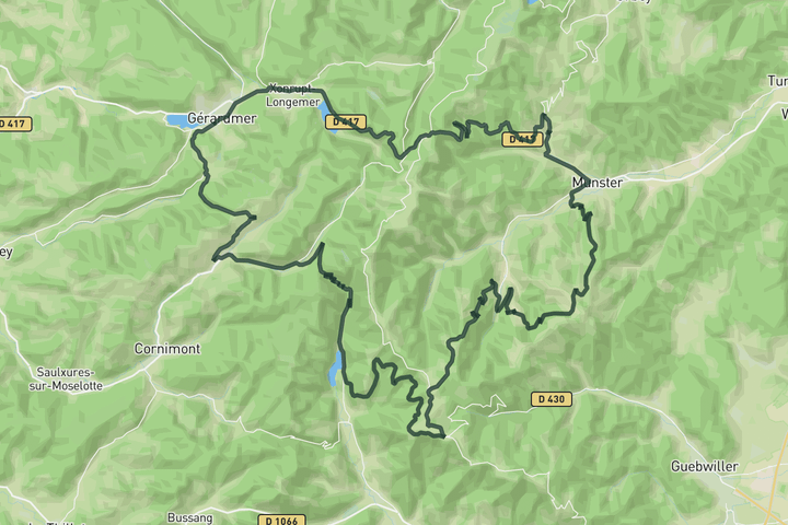 road cycling route map for Petit Ballon and Le Markstein
