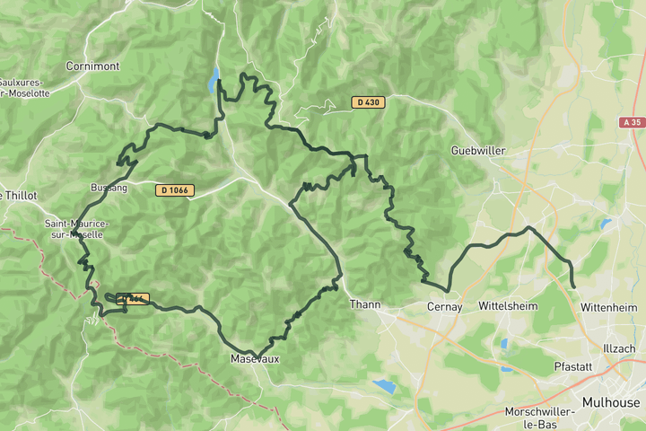 road cycling route map for Tour de France stage 14 2026: Mulhouse - Le Markstein