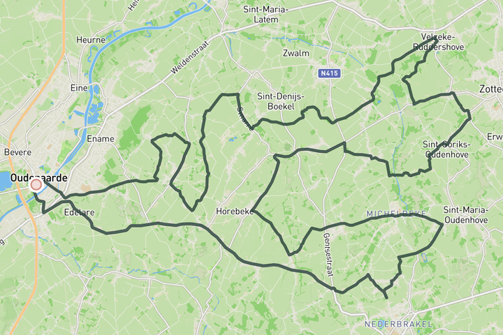 Berendries loop from Oudenaarde route map