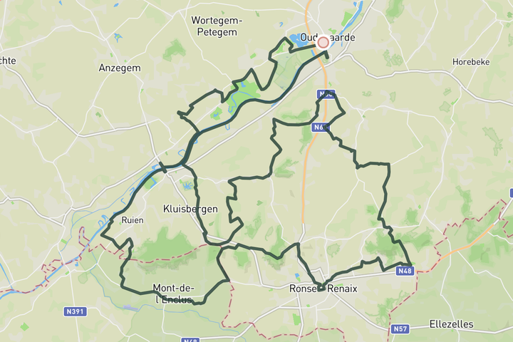 cycling map for Tour of Flanders Blue Loop