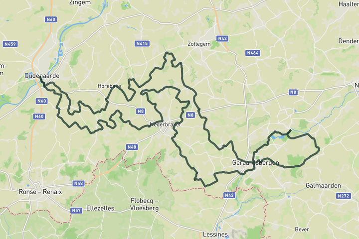 cycling map for Tour of Flanders Red Loop