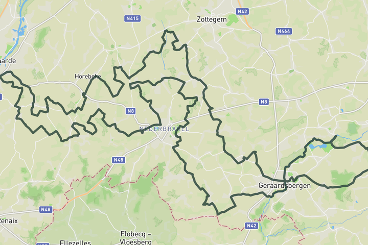 cycling map for Tour of Flanders Red Loop