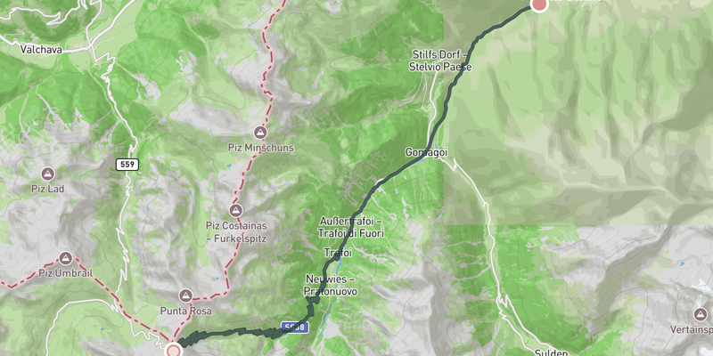 Passo dello Stelvio elevation profile