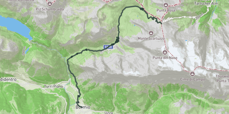 Passo dello Stelvio from Bormio elevation profile
