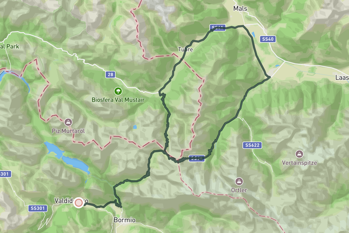 cycling map for Double Stelvio