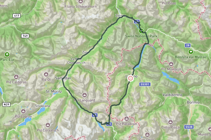 Engadina Tour route map