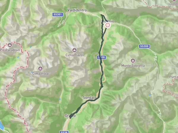 Sentiero Valtellina from Bormio route map