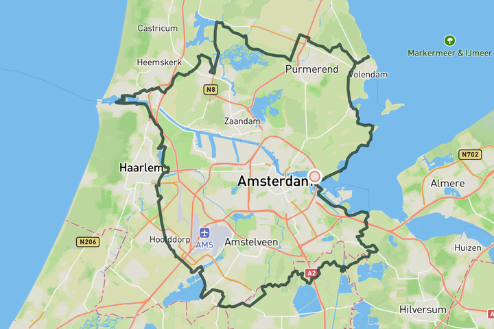 cycling map for Defence Line of Amsterdam
