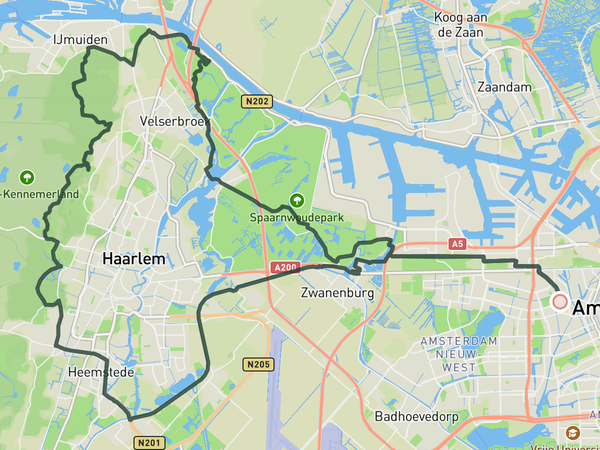Little 'hills' of North Holland route map