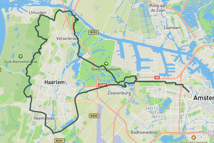 Little 'hills' of North Holland route map