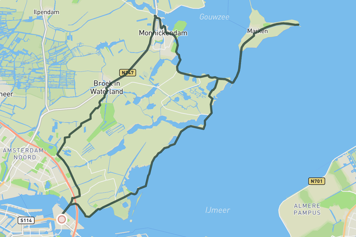 cycling map for Loop to Marken