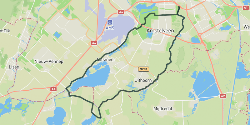 Ringvaart & Hoep road cycling route map