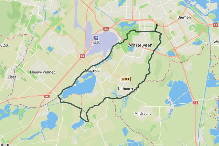 road cycling route map for Ringvaart & Hoep