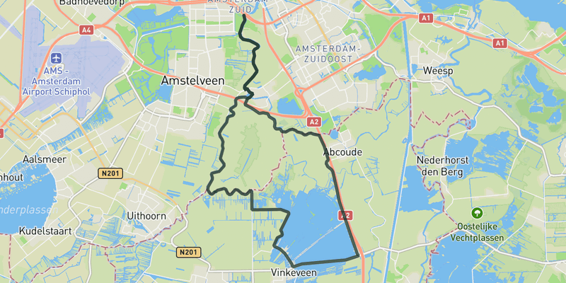 Rondehoep & Vinkeveense plassen road cycling route map