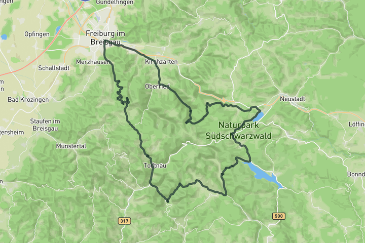 cycling map for Around the Feldberg