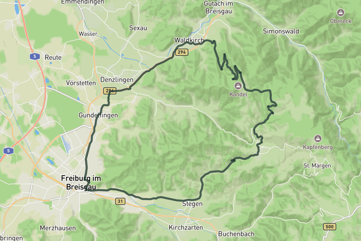 cycling map for Climb up the Kandel