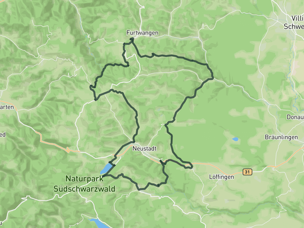 From Titsee-Neustadt through the Hexenlochtal valley route map