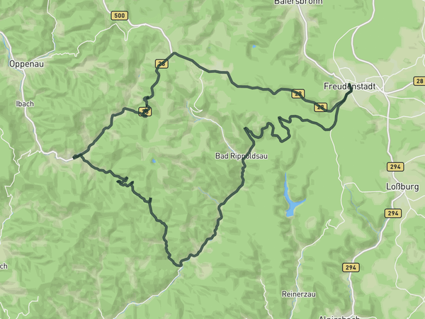 Kniebis ridge Loop route map