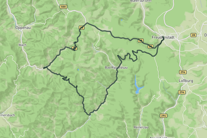 cycling map for Kniebis ridge Loop