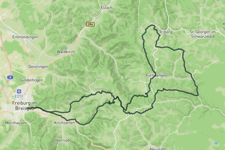 cycling map for Loop to Furtwangen