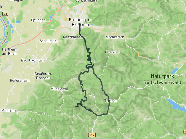 Over the the Schauinsland to the Belchen route map