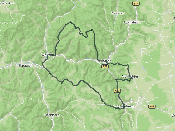 Round trip to the Kinzig Valley from Schramberg route map