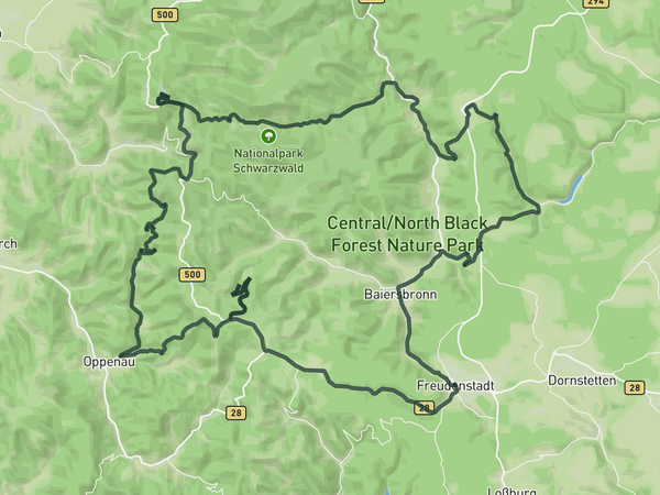 Through the Black Forest National Park to the Hornisgrinde route map
