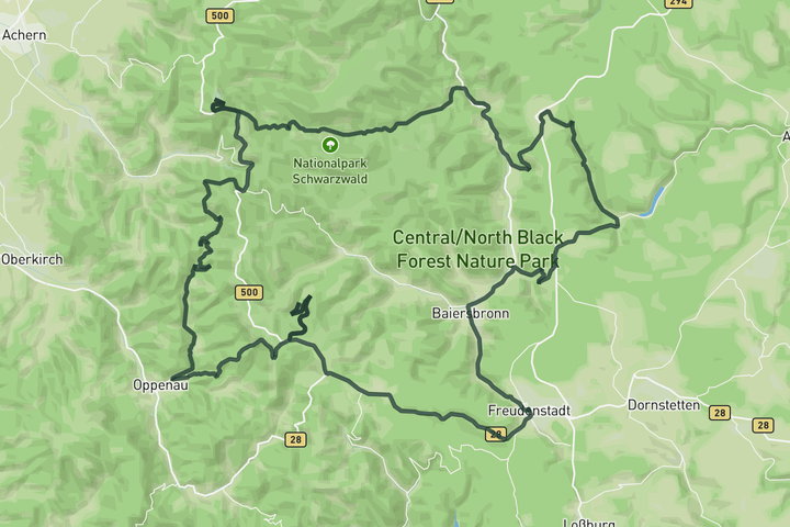 cycling map for Through the Black Forest National Park to the Hornisgrinde