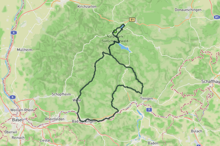 cycling map for Through the southern Black Forest