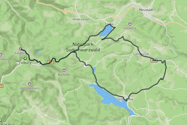 cycling map for To the Feldberg summit