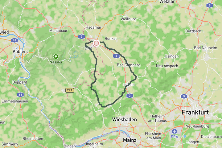 cycling map for In the heart of Taunus