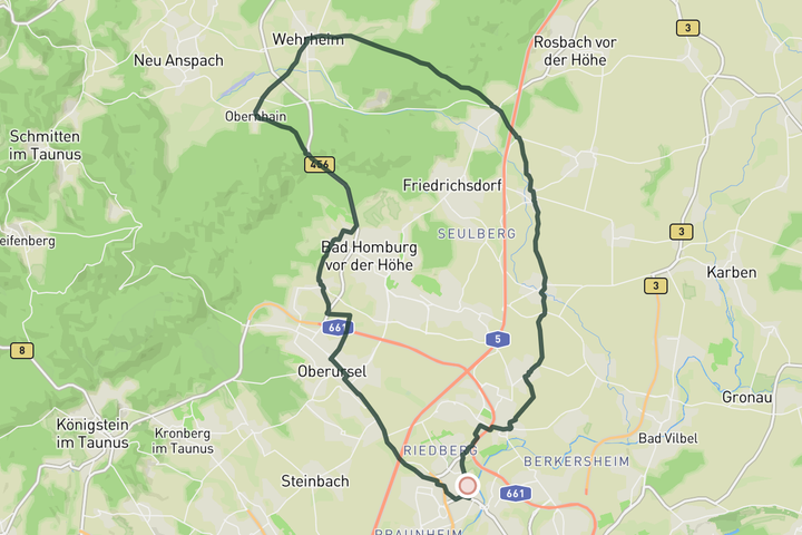 Waldbahn und Saalburg route map