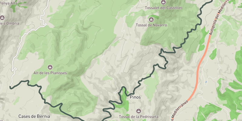 Puerto de Bernia from Pinos elevation profile