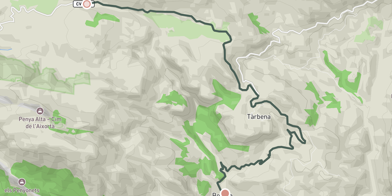 Sa Creueta from Bolulla elevation profile