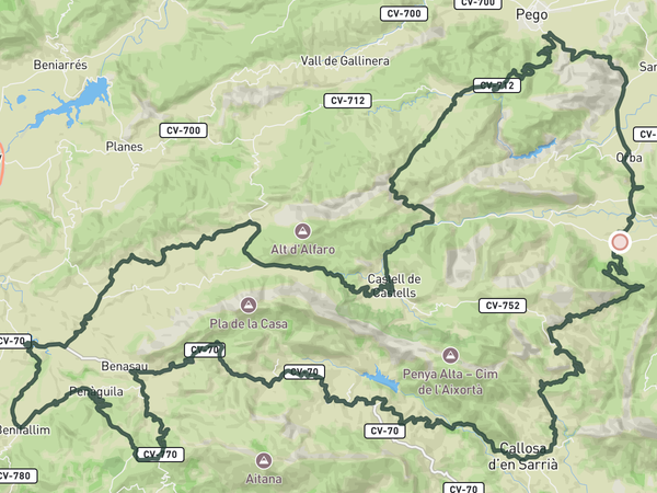 Gran Fondo Costa Velo route map
