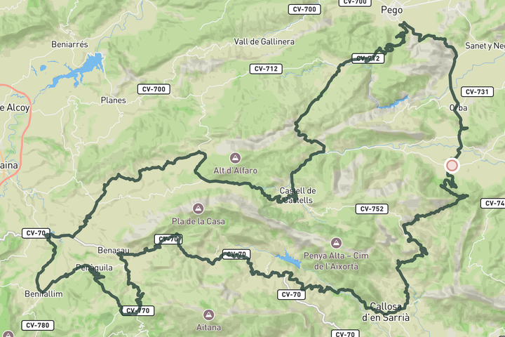 cycling map for Gran Fondo Costa Velo