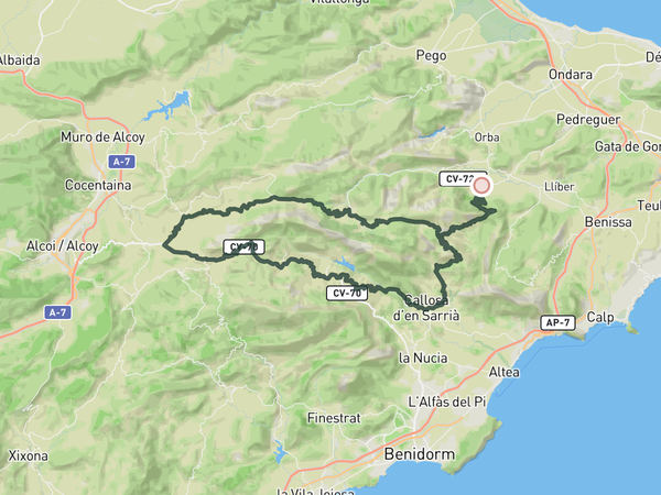 Guadalest Loop route map