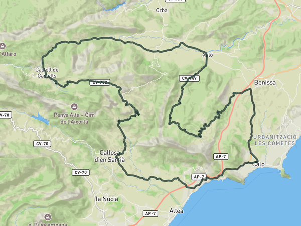 Loop Sa Creueta and Bernia route map