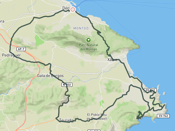 Marina Alta Tour route map