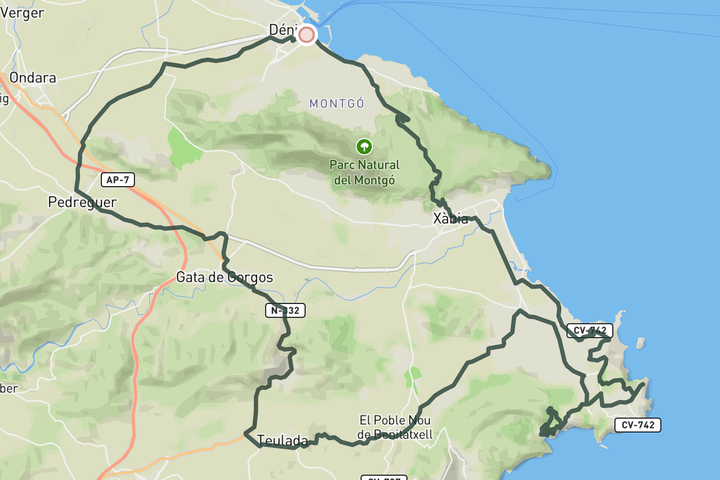 cycling map for Marina Alta Tour