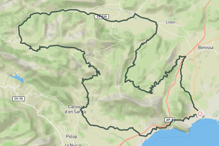 Loop Sa Creueta and Bernia route map