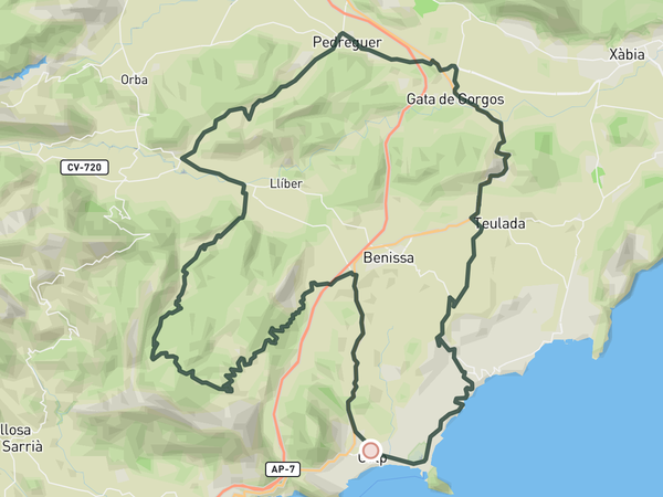 Puerto de Bernia from Calpe route map
