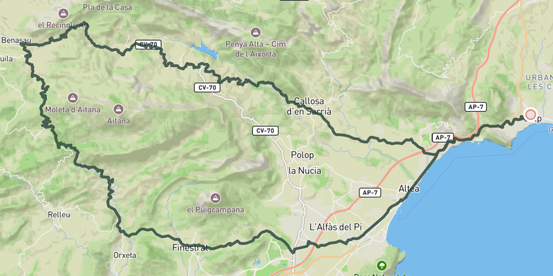 Puerto de Confrides and Puerto de Tudons from Calpe route preview