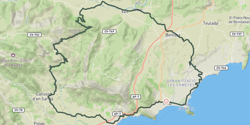 Puerto de Tárbena from Calpe route preview